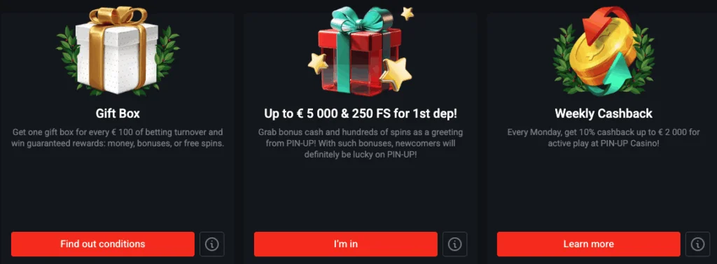 Bonuses at Pin Up Nigeria