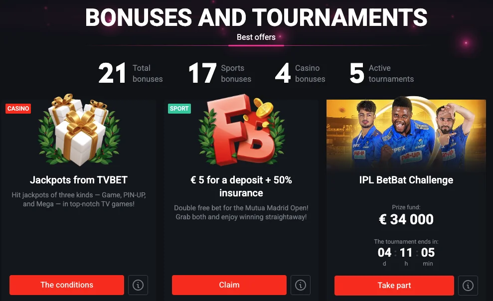 Best Bonuses Available at Pinup
